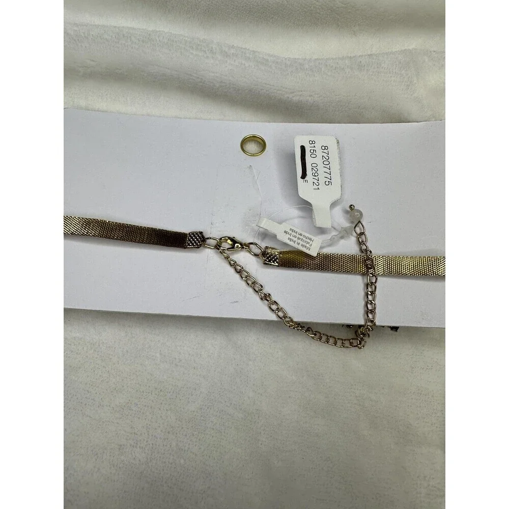 NEW Free People Backstage Pass Bow Choker in Brown Bronze Beaded Coquette Glam